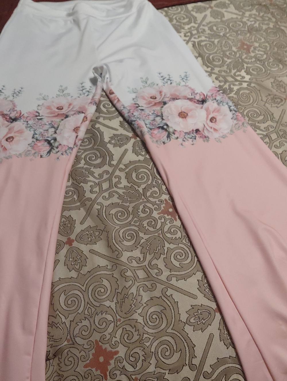 High-Waist Pink & White Wide Leg Floral Pants